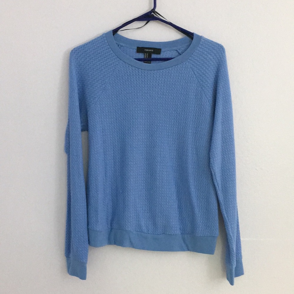 Blue Knit Crew Neck Sweater